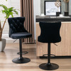 LA SPEZIA SWIVEL BLACK VELVET BARSTOOLS ADJUSATBLE SEAT HEIGHT SET OF 2. - BLACK
