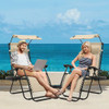 MONIBLOOM ZERO GRAVITY CHAIR, SET OF 2, FOLDING LOUNGER WITH CUP HOLDER - CREAM