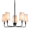 Homebelife Chandelier, HBL014-Y - Matte Black with Oatmeal Linen Fabric Shade