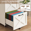HALITAA FARMHOUSE 2 DRAWER SMALL FILE CABINET WITH WHEELS - RUSTIC WHITE