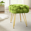 ACEHOME SQUARE OTTOMAN FOOTREST, VELVET FOOTREST STOOL, VANITY STOOL - GREEN