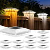Brightever 4x4 Solar Post Cap Lights, 12 Pack White Solar Post Cap Lights New