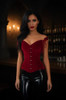 Top Drawer Dark Red Velvet Steel Boned Corset w/Straps (Large) - B0D9J121TV -NEW New