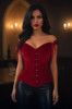 Top Drawer Dark Red Velvet Steel Boned Corset w/Straps (Large) - B0D9J121TV -NEW New