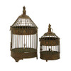 Deco 79 Metal Floral Birdcage Antique Twisted Rod Set of 2 24", 16"H, Bronze New