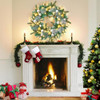 Prelit Christmas Wreath 50LED,24In Gold Silver Christmas Door Wreath B0DBLPJW2X New