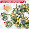 Prelit Christmas Wreath 50LED,24In Gold Silver Christmas Door Wreath B0DBLPJW2X New