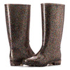 KomForme Women Knee High Waterproof Rain Boots, Glitter Dark, Size 8
