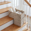 Lavish Home 14" Wicker Staircase Basket Handles Handmade L-Shaped - Natural New