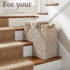 Lavish Home 14" Wicker Staircase Basket Handles Handmade L-Shaped - Natural New