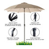 FLAME&SHADE 10 ft Outdoor Umbrella Patio Table and Market Umbrella Tilt, Beiege