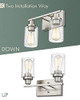 Cargifak 2-Light Vanity Lights, Vanity Wall Light Fixtures, 4815-2W-BN - Nickel
