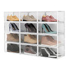 Side Open Shoe Boxes 12 PACK Clear Shoes Storage Containers Organizer Foldable