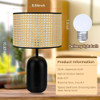 Retro Decorative Table Lamp with Rattan Woven Lampshade B0C1Z945W2 - Black