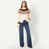 AMAZON ESSENTIALS WOMEN'S OVERSIZED FAIR ISLE CREWNECK, SIZE XS, CREAM CARAMEL New