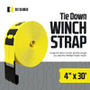 DC Cargo Winch Straps 4" x30' Flatbed Strap Tie-Downs w/Flat Hooks 5,500LB New