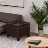 Adeco 18" Square Storage Ottoman Faux Leather Footrest with Flip Top B08JYP1NC4 New