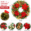 24 IN Christmas-Wreath, Christmas-Wreaths-for-Front-Door, Pre-Lit Wreath New