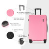 GinzaTravel Luggage Sets 3 Piece Large Suitcase Wheels B0CT7TK11M - Pink New