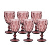 TABLECLOTHS FACTORY 6-PACK EMBOSSED CRYSTAL CUT STEMMED 12OZ 7" - DUSTY ROSE