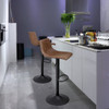 FINNHOMY BAR STOOL SWIVEL ADJUSTABLE SET OF 2 VINTAGE LEATHER - RETRO BROWN