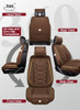 OASIS AUTO Car Seat Covers Premium Waterproof Faux Leather OS-004 Brown