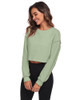FKEEP CROPPED SWEATSHIRTS WOMEN LONG SLEEVES CREWNECK PULLOVER ZGREEN-M New