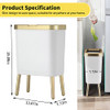 Trash Can Lid Plastic Garbage Can Push Button Narrow Waste Basket - White New