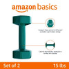 B07FQFVDL4 Amazon Basics 15 lb Hexagon Dumbbell Hand Weights - Teal Pair New
