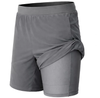JUMP START MEN'S 2 IN 1 STRETCH ACTIVE QUICK DRY GYM RUNNING SHORTS LARGE - GRAY
