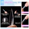 Gellen Nail Tips Glue Gel Kit Acrylic Nail 240Pcs Clear Stiletto Curl Set New