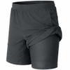JUMP START MEN'S 2 IN 1 GYM RUNNING SHORTS - SIZE: MEN S - CHARCOAL New