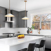CLASSY LEAVES PENDANT LIGHTS KITCHEN ISLAND 14-INCH GOLD/WHITE METAL A0523601