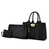 Mia K Collection 3-PC Set Studded Tote Bag Pouch Handbag Wristlet 3PC - Grey New