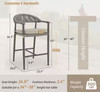 COSTWAY ALUMINUM BAR STOOL REMOVABLE CUSHION OLEFIN ROPE WOVEN SEAT 4PK - GRAY