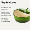 Amazon Basics Enameled Cast Iron Dutch Oven Pot Lid Heavy-Duty 6 Quart - Green New