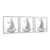 Adeco 3D Metal Sailboat Wall Art Set 2, 24" B0BZ7YQQL1 - Blue/Gold New