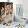 4 Piece Shower Curtain Bathroom Sets Warm Yellow Flower Butterflies Bath Decor New