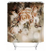 4 Piece Shower Curtain Bathroom Sets Warm Yellow Flower Butterflies Bath Decor New
