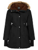 GRACE KARIN Women's Winter Drawstring Hood Coat Parkas Fleece Lined Black L