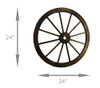 Zeckos 24" Diameter Wooden Wagon Wheel Decorative Wall Hanging BHW24 - Dark Wood New