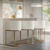 XLSLHOMW Barstools 26" Kitchen Island Stools, Metal Legs (Faux Leather Beige)