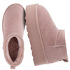 CUSHIONAIRE Platform Ankle Boots Suede Faux Fur Lining Cozy Winter -PINK 8.5 New
