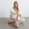 CUSHIONAIRE Platform Ankle Boots Suede Faux Fur Lining Cozy Winter -PINK 8.5 New