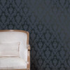 Tempaper Textured Black Damsel Removable Peel and Stick Damask Wallpaper New