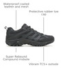 MERRELL WORK MOAB 3 TACTICAL MEN'S SHOES BLACK : 11 M, FABRIC/LEATHER New