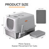 KERHOUZE STAINLESS STEEL LITTER BOX LID LARGE CAT POOP SCOOPER - LIGHT GRAY