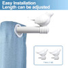 B01DFKN9DG 3/4" Cute Decorative Bird Adjustable Curtain Rod Set 28-48" - White New