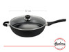HUDSON 12.6 inch Aluminum Press Wok Pan, Black Nonstick, Classic Line - NEW New