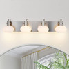 SINGCHO 4 Light Bathroom Vanity Light Fixture Nickel Opal Glass - B09Z99CN82 New